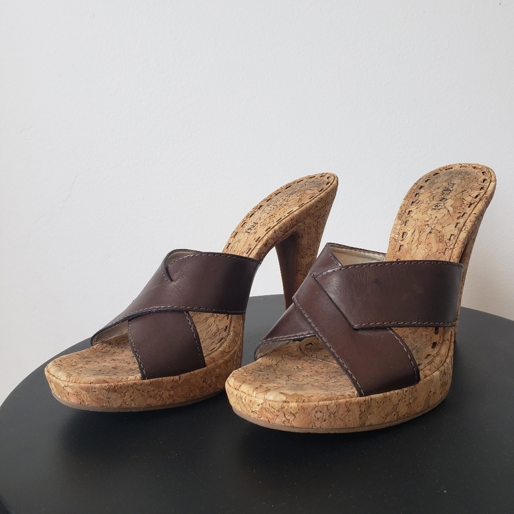 Gianni Bini Brown Cork Sandal Heels